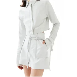 La Rando Trousers-- Campana Shorts - Lambskin Leather - White - Luxury High Quality Leather - Avvenice