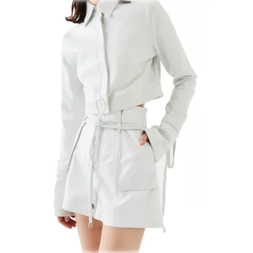 La Rando Trousers-- Campana Shorts - Lambskin Leather - White - Luxury High Quality Leather - Avvenice