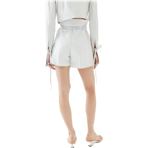 La Rando Trousers-- Campana Shorts - Lambskin Leather - White - Luxury High Quality Leather - Avvenice