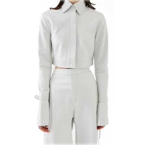 La Rando Shirts-- Concordia Shirt - Lambskin Leather - White - Artisan Shirts - Luxury High Quality Leather - Avvenice
