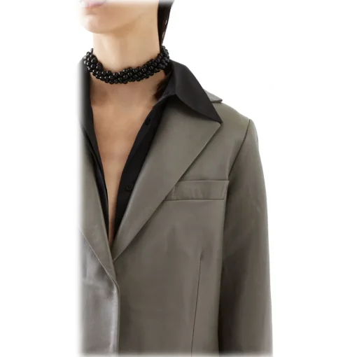 La Rando Jackets-- Ezpeleta Blazer - Soft Lambskin - Grey - Artisan Jacket - Luxury High Quality Leather - Avvenice