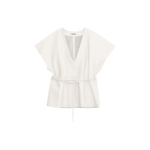 La Rando Tops-- Lezama Top - Lambskin Leather - White - Artisan Top - Luxury High Quality Leather - Avvenice