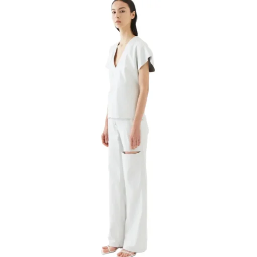 La Rando Tops-- Lezama Top - Lambskin Leather - White - Artisan Top - Luxury High Quality Leather - Avvenice