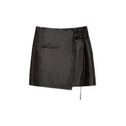La Rando Skirts-- Traful Mini Skirt - Lambskin Leather - Black - Artisan Skirt - Luxury High Quality Leather - Avvenice