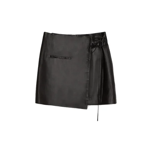 La Rando Skirts-- Traful Mini Skirt - Lambskin Leather - Black - Artisan Skirt - Luxury High Quality Leather - Avvenice