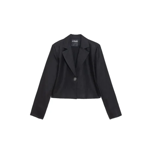 La Rando Jackets-- Trelew Blazer - Linen - Black - Artisan Jacket - Luxury High Quality Leather - Avvenice