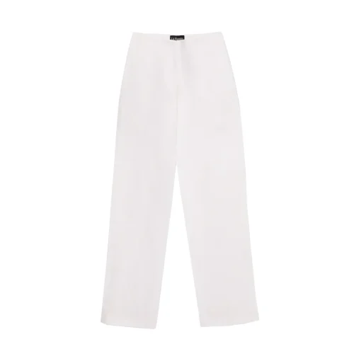 La Rando Trousers-- Trelew Pants - Linen - White - Luxury High Quality Leather - Avvenice