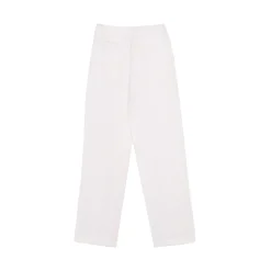La Rando Trousers-- Trelew Pants - Linen - White - Luxury High Quality Leather - Avvenice