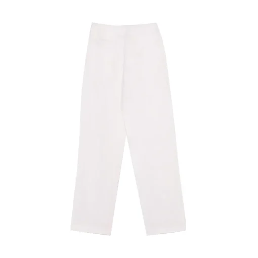 La Rando Trousers-- Trelew Pants - Linen - White - Luxury High Quality Leather - Avvenice