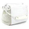 Laura B Bags-- Bauletto Mini - Leather and Mesh Bag - White - Strap Bag - Luxury High Quality Bag - Avvenice