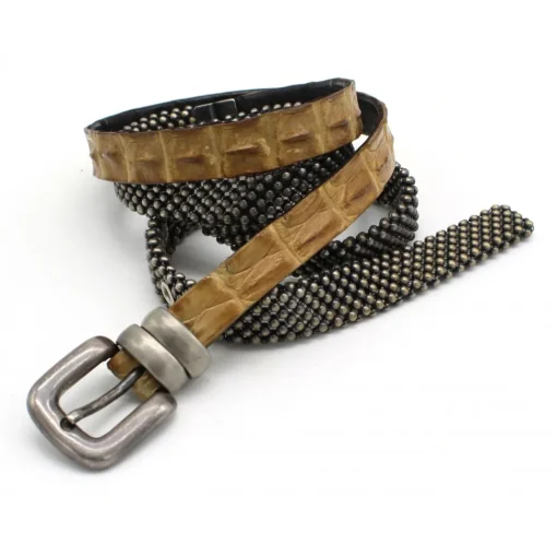 Laura B Belts-- Croco Belt - Beige Croco - Dorè - Leather Belt - Luxury High Quality Belt - Avvenice