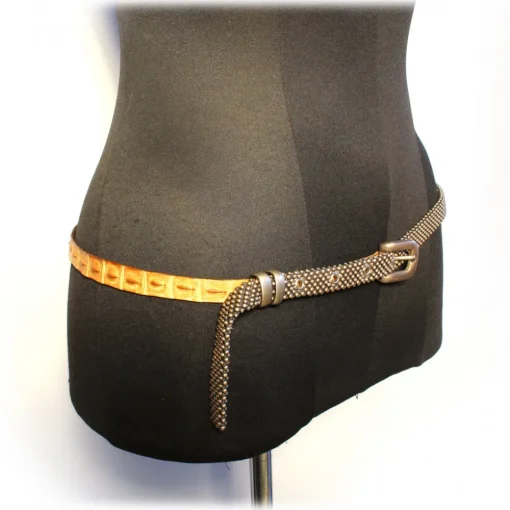 Laura B Belts-- Croco Belt - Beige Croco - Dorè - Leather Belt - Luxury High Quality Belt - Avvenice