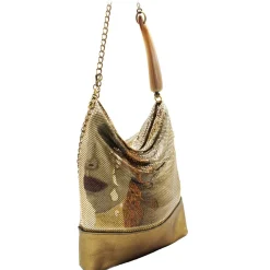 Laura B Bags-- Freya Horn Pleated Shoulder Bag - Gold - Black Wonder Woman - Luxury High Quality Bag - Avvenice