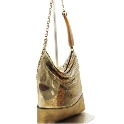 Laura B Bags-- Freya Horn Pleated Shoulder Bag - Gold - Black Wonder Woman - Luxury High Quality Bag - Avvenice
