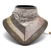 Laura B Necklaces-- Jeanne Bandana - Mesh Necklace - Rose, Gold, Shiny Silver - Gold Swarovski - Handmade Necklace - Luxury High Quality - Avvenice