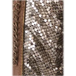 Laura B Bags-- Line Box Disco Bag - Leather and Mesh Bag - Bronze - Strap Bag - Luxury High Quality Bag - Avvenice