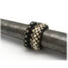 Laura B Rings-- Mia Ring - Mesh and Swarovski Ring - Doré - Black Swarovski - Handmade Ring - Luxury High Quality - Avvenice