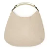 Laura B Bags-- Moon Horn Handbag - Leather and Mesh Bag - Sand - Strap Bag - Luxury High Quality Bag - Avvenice