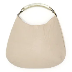 Laura B Bags-- Moon Horn Handbag - Leather and Mesh Bag - Sand - Strap Bag - Luxury High Quality Bag - Avvenice