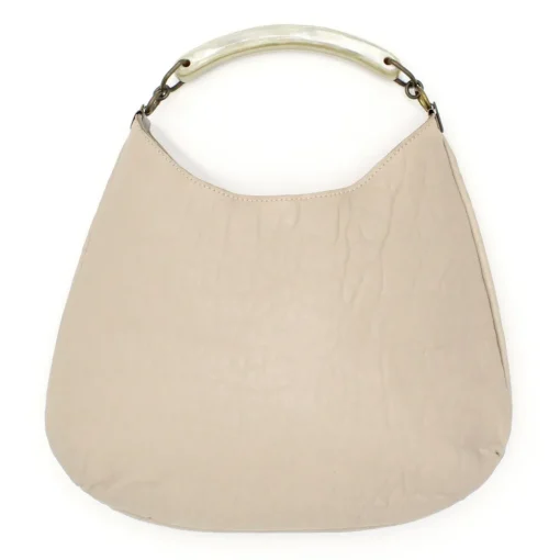 Laura B Bags-- Moon Horn Handbag - Leather and Mesh Bag - Sand - Strap Bag - Luxury High Quality Bag - Avvenice
