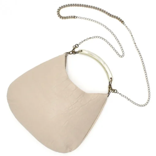Laura B Bags-- Moon Horn Handbag - Leather and Mesh Bag - Sand - Strap Bag - Luxury High Quality Bag - Avvenice