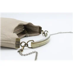 Laura B Bags-- Moon Horn Handbag - Leather and Mesh Bag - Sand - Strap Bag - Luxury High Quality Bag - Avvenice