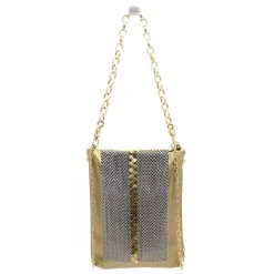 Laura B Bags-- New Basic Disco Bag - Leather and Mesh Bag - Gold - Strap Bag - Luxury High Quality Bag - Avvenice