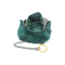 Laura B Bags-- Soft Mobile Bag - Lapin Bag with Net and Swarovski - Dark Green - Luxury High Quality Leather Bag - Avvenice
