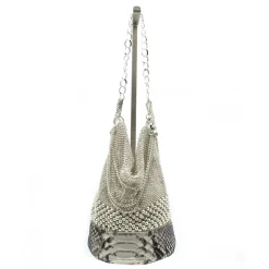Laura B Bags-- Sylvie Round Hand - Natural Python - White - Strap Bag - Luxury High Quality Bag - Avvenice
