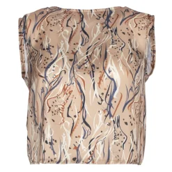 Leda Di Marti Tops-- Beige Satin Top - Leda Collection - Haute Couture Made in Italy - Luxury High Quality Top - Avvenice