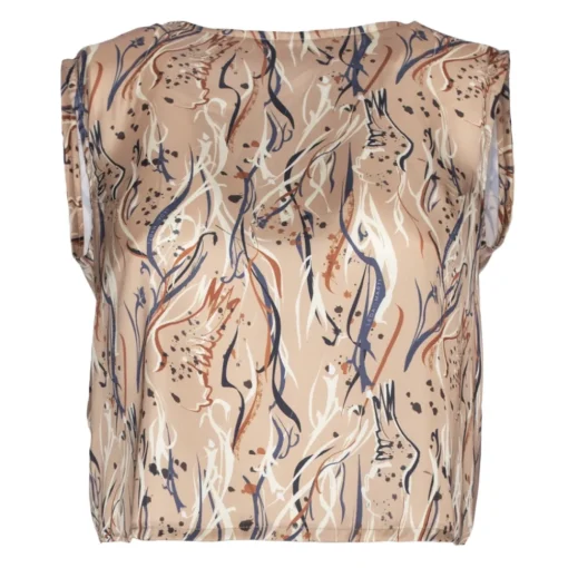 Leda Di Marti Tops-- Beige Satin Top - Leda Collection - Haute Couture Made in Italy - Luxury High Quality Top - Avvenice