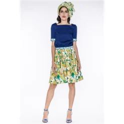 Leda Di Marti Skirts-- Grampo Long Skirt - Cedar Print - Haute Couture Made in Italy - Luxury High Quality Dress - Avvenice