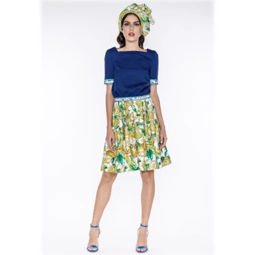 Leda Di Marti Skirts-- Grampo Long Skirt - Cedar Print - Haute Couture Made in Italy - Luxury High Quality Dress - Avvenice