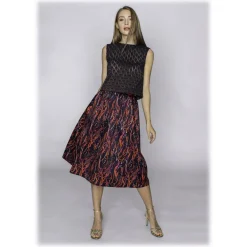 Leda Di Marti Tops-- Sleeveless Jacquard Top - Leda Collection - Haute Couture Made in Italy - Luxury High Quality Top - Avvenice