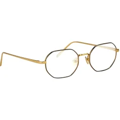 Linda Farrow Sunglasses & Eyewear-- 520 C6 Angular Optical Frames - Yellow Gold and Nickel - Eyewear - Avvenice