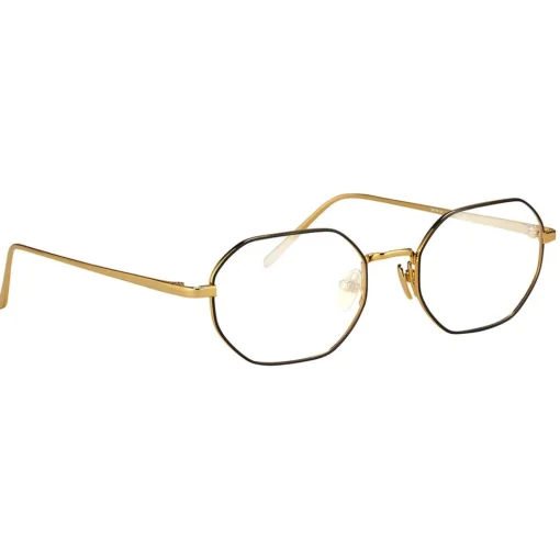 Linda Farrow Sunglasses & Eyewear-- 520 C6 Angular Optical Frames - Yellow Gold and Nickel - Eyewear - Avvenice