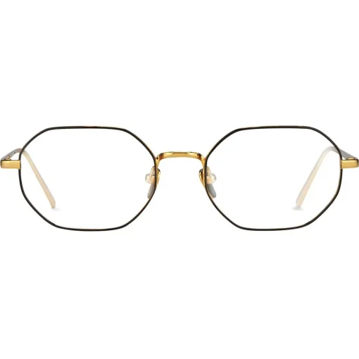 Linda Farrow Sunglasses & Eyewear-- 520 C6 Angular Optical Frames - Yellow Gold and Nickel - Eyewear - Avvenice