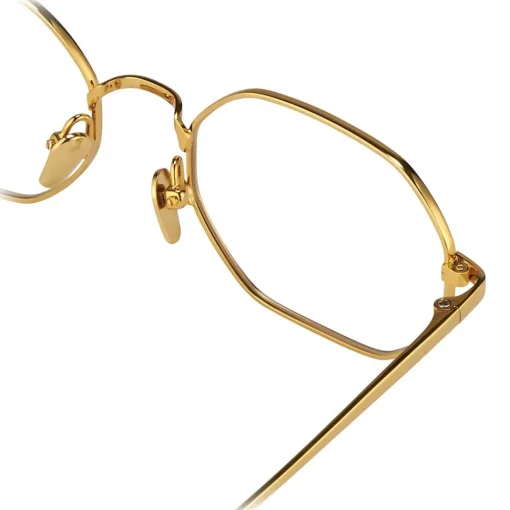 Linda Farrow Sunglasses & Eyewear-- 520 C6 Angular Optical Frames - Yellow Gold and Nickel - Eyewear - Avvenice