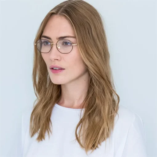 Linda Farrow Sunglasses & Eyewear-- 520 C6 Angular Optical Frames - Yellow Gold and Nickel - Eyewear - Avvenice