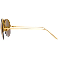 Linda Farrow Sunglasses & Eyewear-- 574 C1 Aviator Sunglasses - Gold - Eyewear - Avvenice