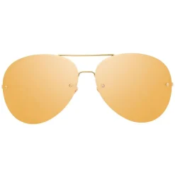 Linda Farrow Sunglasses & Eyewear-- 574 C1 Aviator Sunglasses - Gold - Eyewear - Avvenice