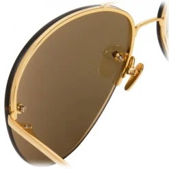 Linda Farrow Sunglasses & Eyewear-- 574 C1 Aviator Sunglasses - Gold - Eyewear - Avvenice