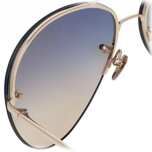 Linda Farrow Sunglasses & Eyewear-- 574 C6 Aviator Sunglasses - Gold - Eyewear - Avvenice