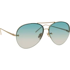 Linda Farrow Sunglasses & Eyewear-- 574 C10 Aviator Sunglasses - Yellow Gold - Eyewear - Avvenice