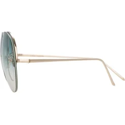 Linda Farrow Sunglasses & Eyewear-- 574 C10 Aviator Sunglasses - Yellow Gold - Eyewear - Avvenice