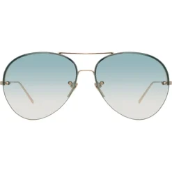 Linda Farrow Sunglasses & Eyewear-- 574 C10 Aviator Sunglasses - Yellow Gold - Eyewear - Avvenice