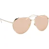 Linda Farrow Sunglasses & Eyewear-- 425 C3 Aviator Sunglasses - Rose Gold - Eyewear - Kourtney Kardashian - Olivia Munn - Official - Avvenice