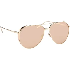 Linda Farrow Sunglasses & Eyewear-- 425 C3 Aviator Sunglasses - Rose Gold - Eyewear - Kourtney Kardashian - Olivia Munn - Official - Avvenice