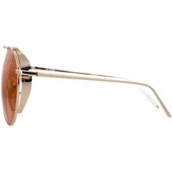 Linda Farrow Sunglasses & Eyewear-- 425 C16 Aviator Sunglasses - Light Gold - Eyewear - Avvenice