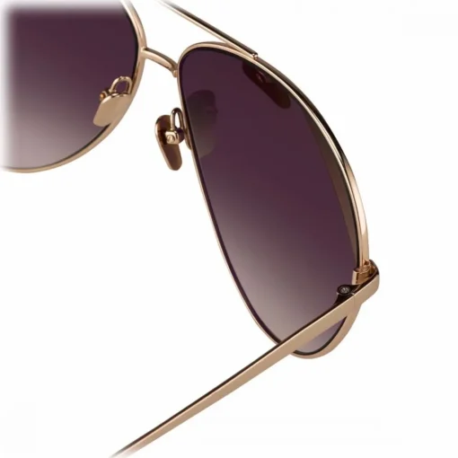 Linda Farrow Sunglasses & Eyewear-- 398 C3 Aviator Sunglasses - Matt Yellow Gold - Eyewear - Kendall Jenner - Alessandra Ambrosio - Avvenice
